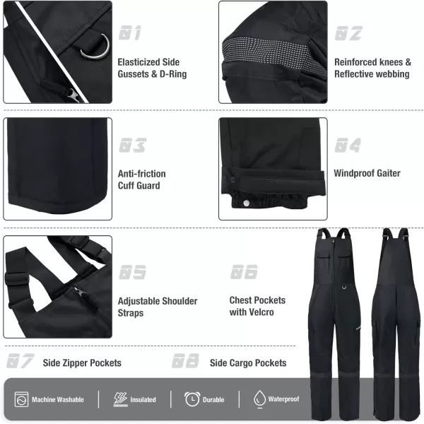 HISEA Men's Snow Bib Overalls Insulated Bibs Winter Warm Ski Bibs Windproof Water Resistant Skiing Pants With Pockets