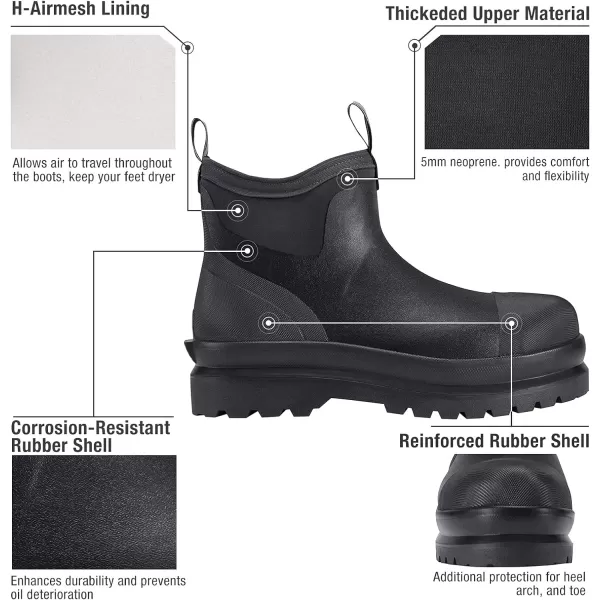 HISEA Men's Work Boots Chelsea Rain Boots Waterproof Garden Boots Durable Rain Shoes for Fishing Hunting Mud Working Outdoor