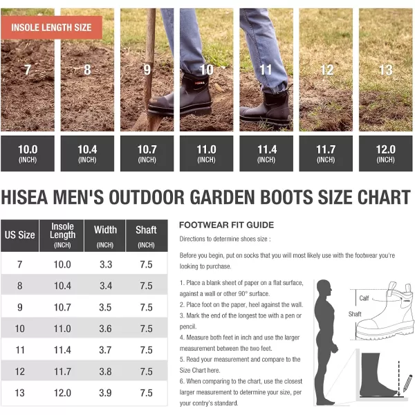HISEA Men's Work Boots Chelsea Rain Boots Waterproof Garden Boots Durable Rain Shoes for Fishing Hunting Mud Working Outdoor