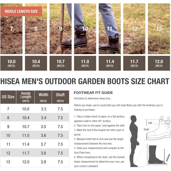 HISEA Men's Work Boots Chelsea Rain Boots Waterproof Garden Boots Durable Rain Shoes for Fishing Hunting Mud Working Outdoor