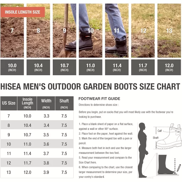 HISEA Men's Work Boots Chelsea Rain Boots Waterproof Garden Boots Durable Rain Shoes for Fishing Hunting Mud Working Outdoor