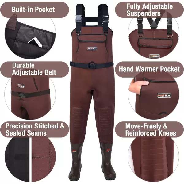 HISEA Neoprene Fishing Chest Waders for Men with Boots Cleated Bootfoot Waterproof Mens Womens Wader Fishing &amp; Hunting Wader
