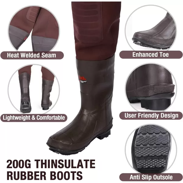 HISEA Neoprene Fishing Chest Waders for Men with Boots Cleated Bootfoot Waterproof Mens Womens Wader Fishing &amp; Hunting Wader