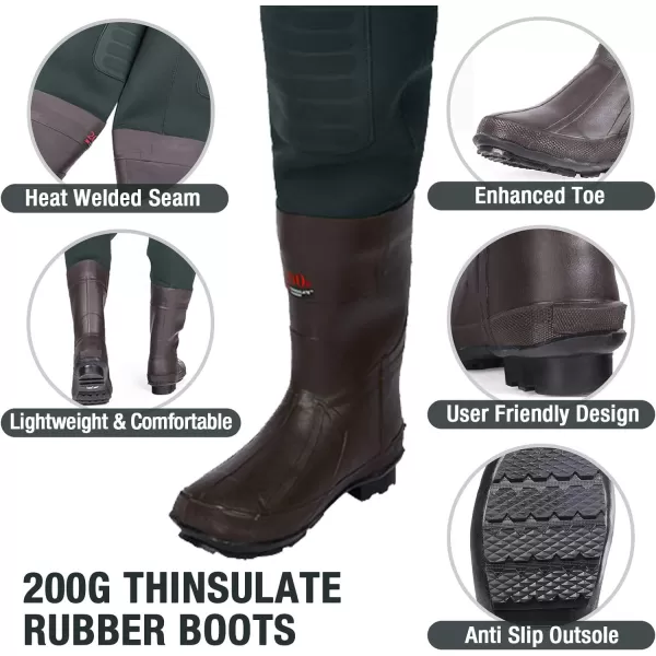 HISEA Neoprene Fishing Chest Waders for Men with Boots Cleated Bootfoot Waterproof Mens Womens Wader Fishing &amp; Hunting Wader