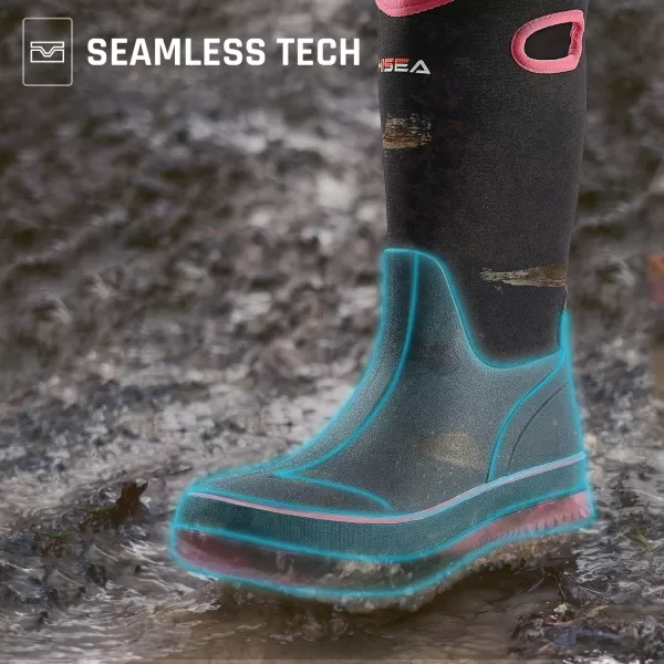 HISEA Rain Boots for Women Mid Calf Rubber Boots Waterproof Neoprene Insulated Barn Boots for Mud Working Gardening