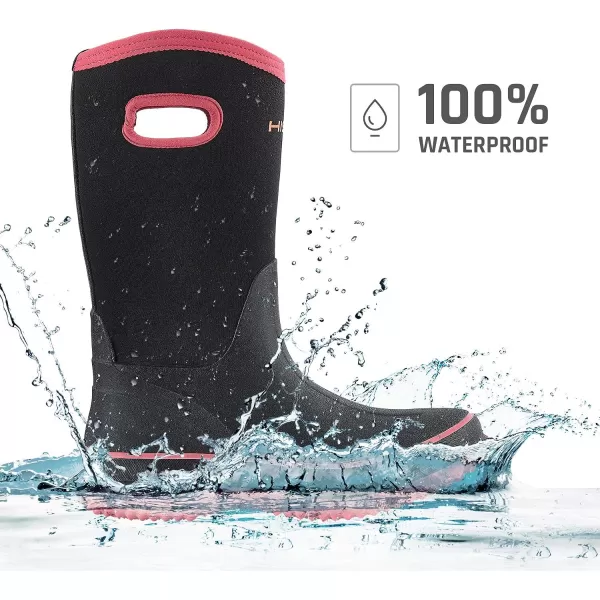 HISEA Rain Boots for Women Mid Calf Rubber Boots Waterproof Neoprene Insulated Barn Boots for Mud Working Gardening
