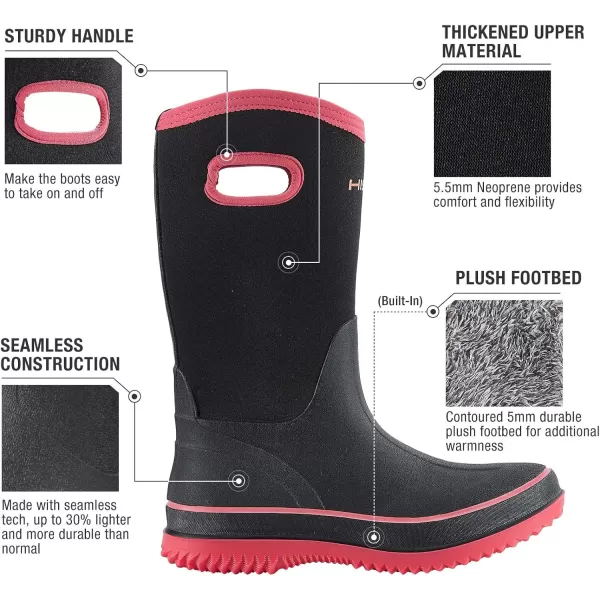 HISEA Rain Boots for Women Mid Calf Rubber Boots Waterproof Neoprene Insulated Barn Boots for Mud Working Gardening