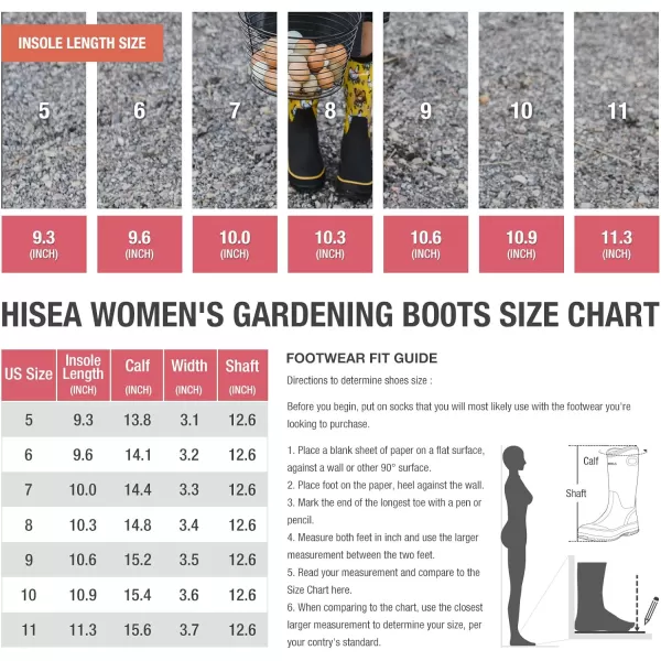 HISEA Rain Boots for Women Mid Calf Rubber Boots Waterproof Neoprene Insulated Barn Boots for Mud Working Gardening