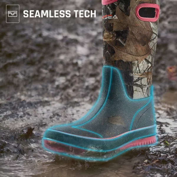 HISEA Rain Boots for Women Mid Calf Rubber Boots Waterproof Neoprene Insulated Barn Boots for Mud Working Gardening