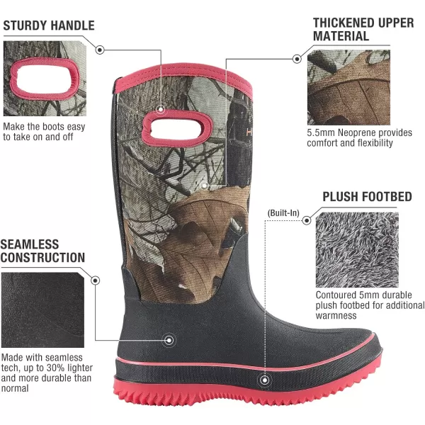 HISEA Rain Boots for Women Mid Calf Rubber Boots Waterproof Neoprene Insulated Barn Boots for Mud Working Gardening