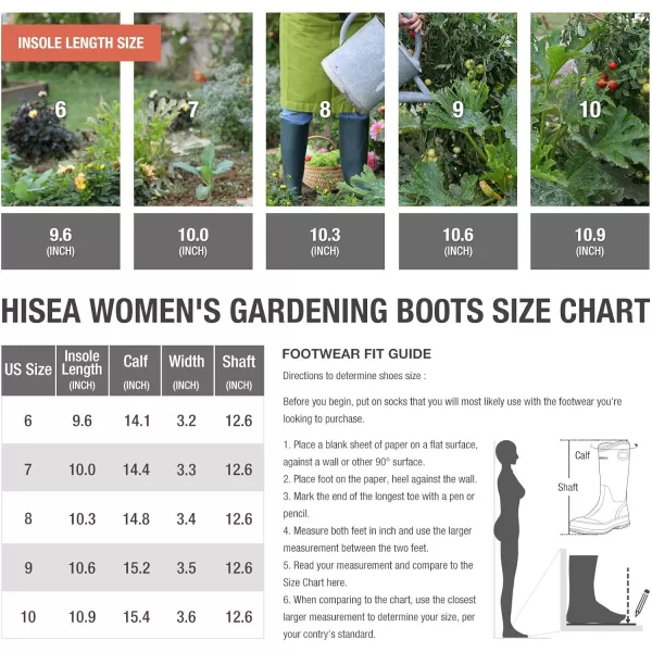 HISEA Rain Boots for Women Mid Calf Rubber Boots Waterproof Neoprene Insulated Barn Boots for Mud Working Gardening
