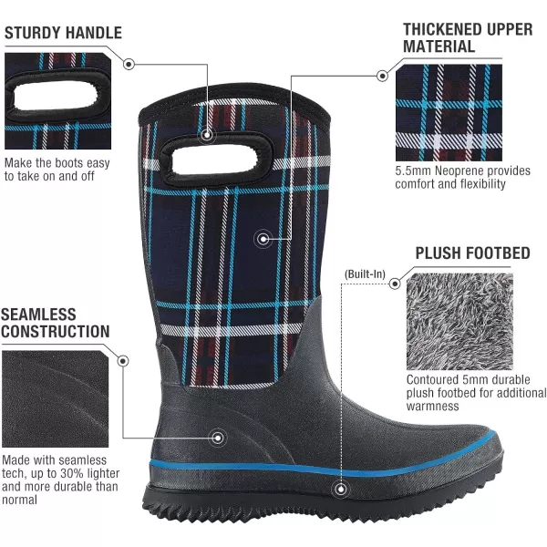 HISEA Rain Boots for Women Mid Calf Rubber Boots Waterproof Neoprene Insulated Barn Boots for Mud Working Gardening