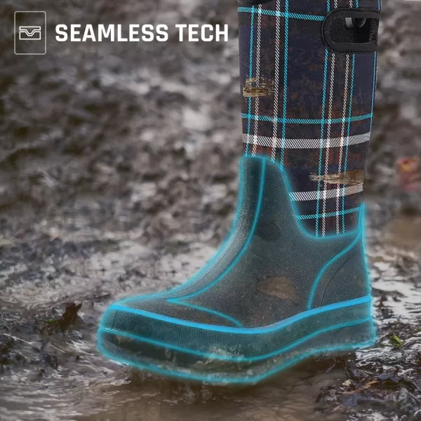 HISEA Rain Boots for Women Mid Calf Rubber Boots Waterproof Neoprene Insulated Barn Boots for Mud Working Gardening
