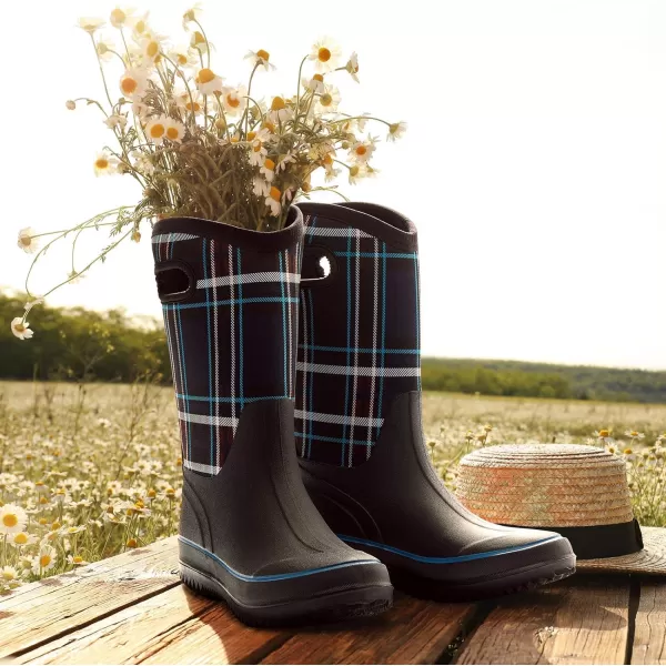 HISEA Rain Boots for Women Mid Calf Rubber Boots Waterproof Neoprene Insulated Barn Boots for Mud Working Gardening