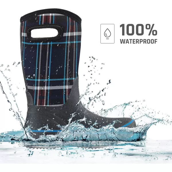 HISEA Rain Boots for Women Mid Calf Rubber Boots Waterproof Neoprene Insulated Barn Boots for Mud Working Gardening