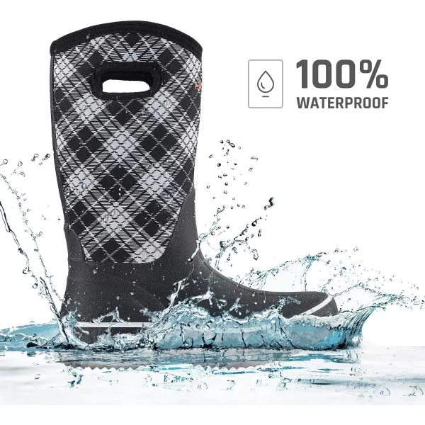 HISEA Rain Boots for Women Mid Calf Rubber Boots Waterproof Neoprene Insulated Barn Boots for Mud Working Gardening