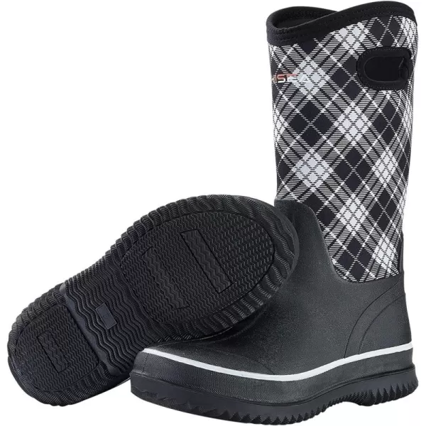 HISEA Rain Boots for Women Mid Calf Rubber Boots Waterproof Neoprene Insulated Barn Boots for Mud Working Gardening