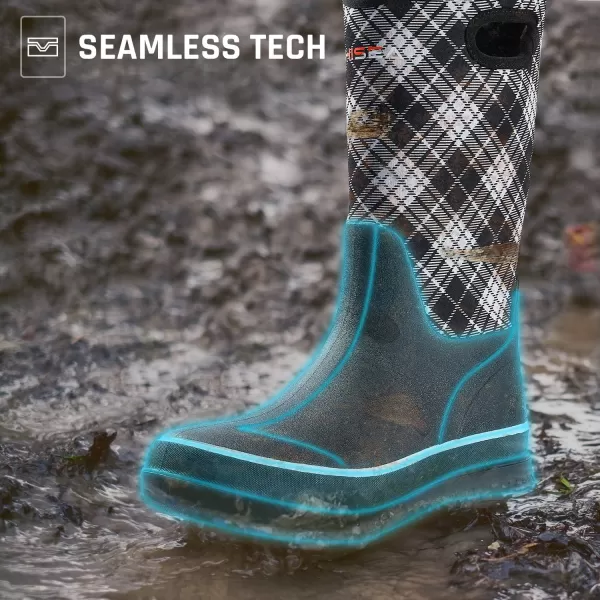 HISEA Rain Boots for Women Mid Calf Rubber Boots Waterproof Neoprene Insulated Barn Boots for Mud Working Gardening