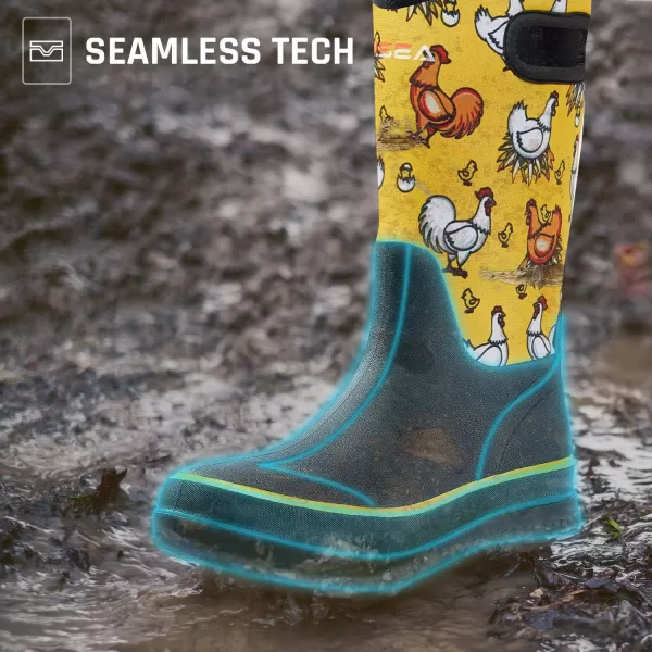 HISEA Rain Boots for Women Mid Calf Rubber Boots Waterproof Neoprene Insulated Barn Boots for Mud Working Gardening