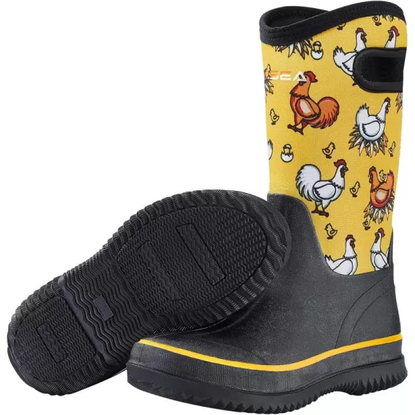 HISEA Rain Boots for Women Mid Calf Rubber Boots Waterproof Neoprene Insulated Barn Boots for Mud Working Gardening