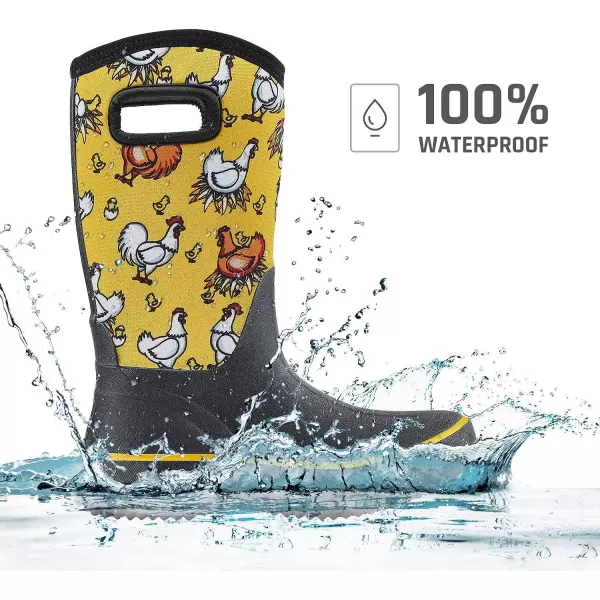 HISEA Rain Boots for Women Mid Calf Rubber Boots Waterproof Neoprene Insulated Barn Boots for Mud Working Gardening