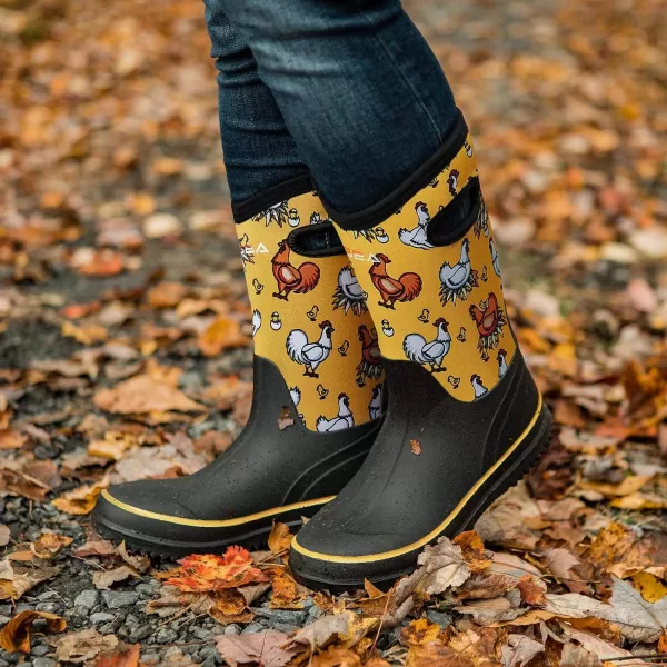 HISEA Rain Boots for Women Mid Calf Rubber Boots Waterproof Neoprene Insulated Barn Boots for Mud Working Gardening