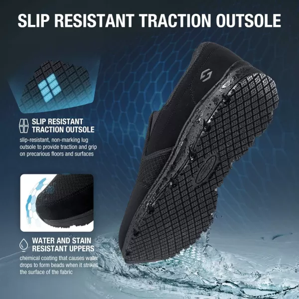 HISEA Slip Resistant Shoes for Men, Water &amp; Oil Resistant, Breathable Comfortable Slip on Chef Men Work Shoes, Lightweight Walking Standing Shoes for Kitchen, Restaurant, Healthcare Workers