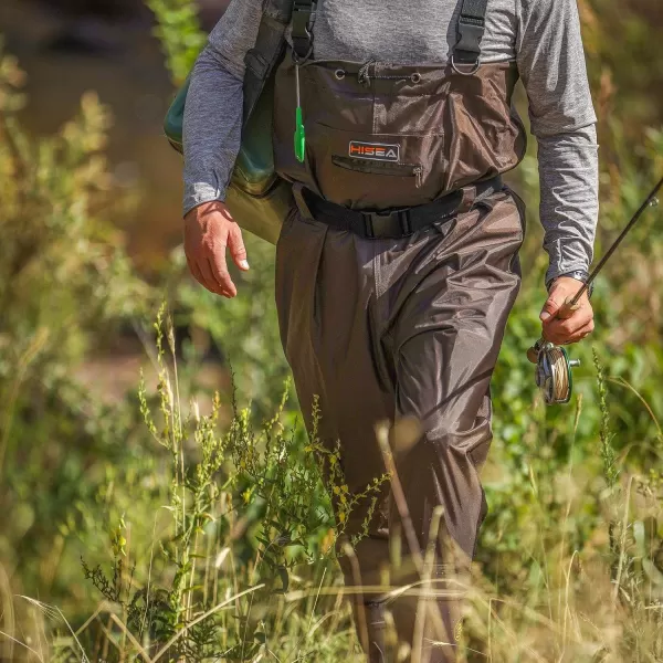 HISEA Upgrade Chest Waders Fishing Waders for Men with Boots Waterproof Lightweight Bootfoot Cleated 2-Ply Nylon/PVC