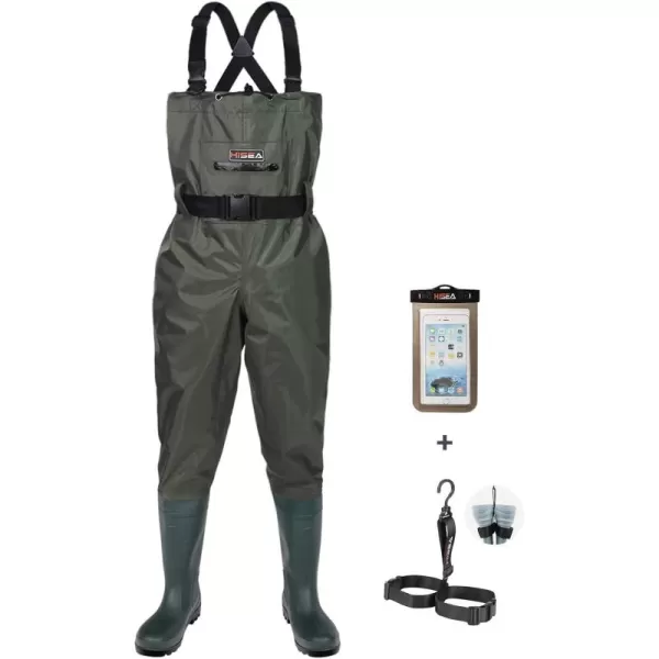 HISEA Upgrade Chest Waders Fishing Waders for Men with Boots Waterproof Lightweight Bootfoot Cleated 2-Ply Nylon/PVC