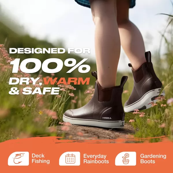 HISEA Women's Ankle Rain Boots, Rubber Fishing Deck Boots, Garden Boots for Women Waterproof