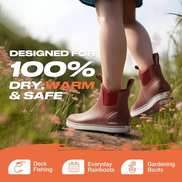 HISEA Women's Ankle Rain Boots, Rubber Fishing Deck Boots, Garden Boots for Women Waterproof