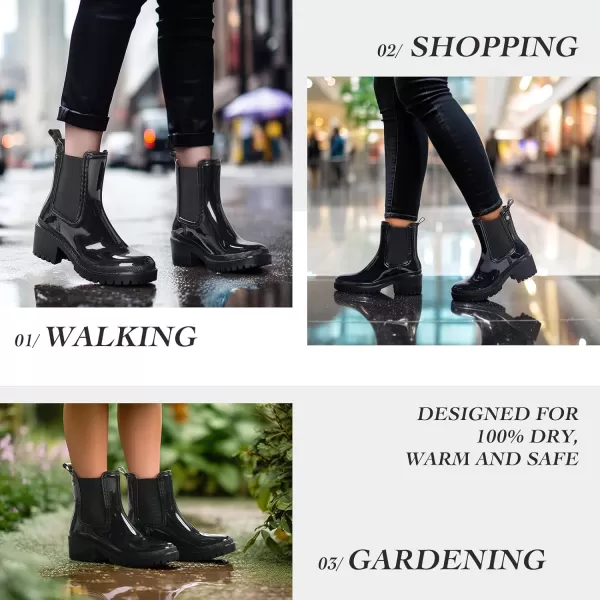 HISEA Women's Ankle Rain Boots Waterproof Chelsea Booties Short Rain Shoes for Women