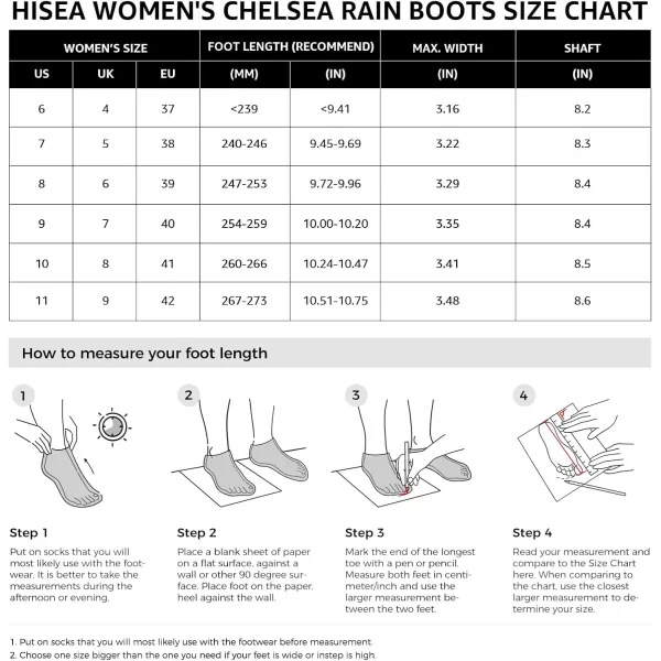 HISEA Women's Ankle Rain Boots Waterproof Chelsea Booties Short Rain Shoes for Women