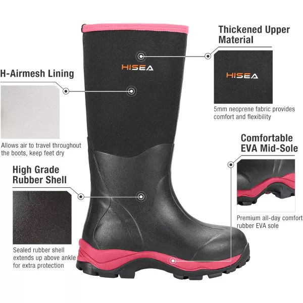 HISEA Women's Hunting Boots Insulated Rubber Boots Waterproof Outdoor