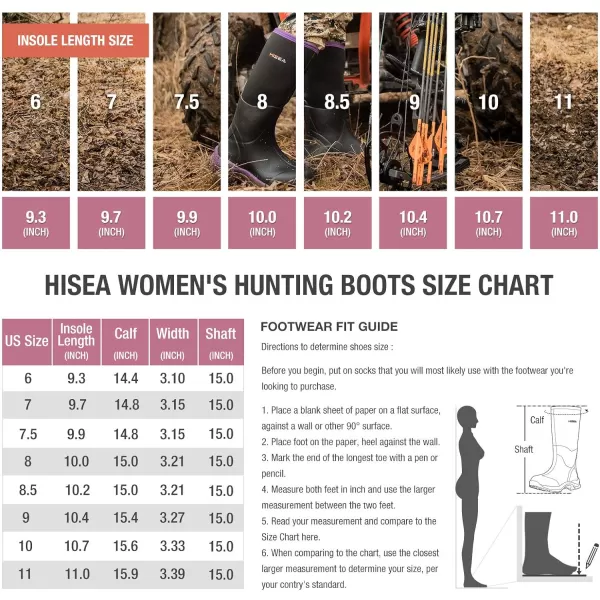 HISEA Women's Hunting Boots Insulated Rubber Boots Waterproof Outdoor