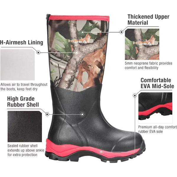 HISEA Women's Hunting Boots Insulated Rubber Boots Waterproof Outdoor