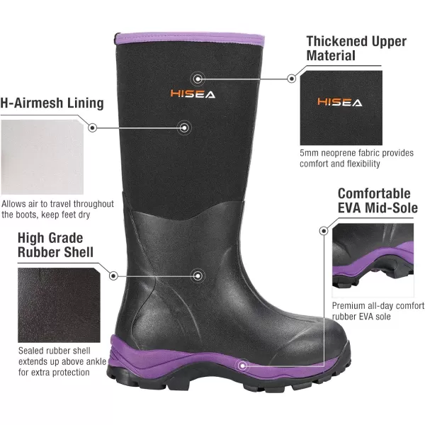 HISEA Women's Hunting Boots Insulated Rubber Boots Waterproof Outdoor