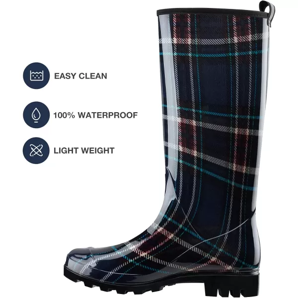 HISEA Women's Rain Boots Waterproof Garden Shoes Colorful Printed Knee High Rubber Boots Anti-Slipping Rainboots for Ladies with Comfort Insole Tall Wellington Rain Shoes
