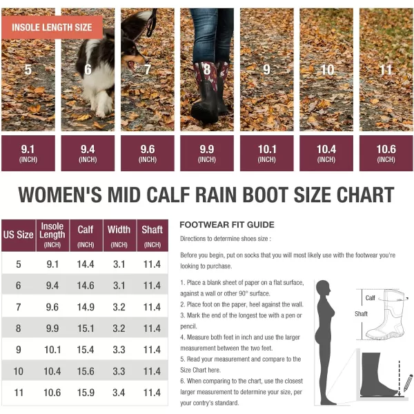 HISEA Women's Rain Boots Waterproof Insulated Rubber Boots Mid Calf Garden Boot Outdoor