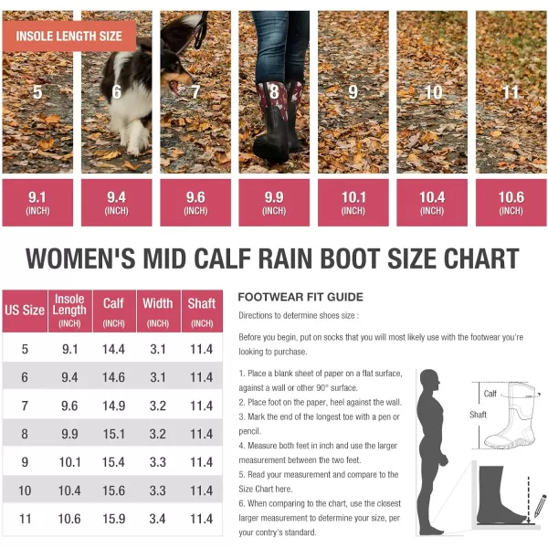 HISEA Women's Rain Boots Waterproof Insulated Rubber Boots Mid Calf Garden Boot Outdoor