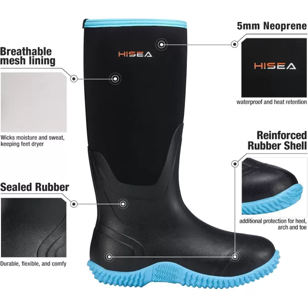 HISEA Women's Rain Boots, Waterproof Insulated Rubber Neoprene Boots, Durable Anti-Slip Knee High Outdoor Work Boot for Hunting Gardening Farming Yard Mud Working, Size US Women 5-11