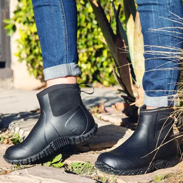 HISEA Women's Rain Shoes Ankle Height Rubber Garden Boots Insulated Waterproof for Mud Working Outdoor