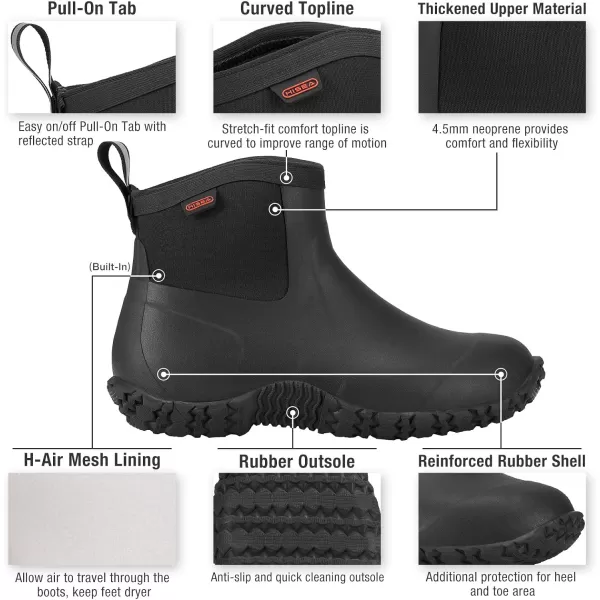 HISEA Women's Rain Shoes Ankle Height Rubber Garden Boots Insulated Waterproof for Mud Working Outdoor