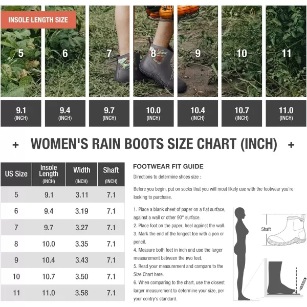 HISEA Women's Rain Shoes Ankle Height Rubber Garden Boots Insulated Waterproof for Mud Working Outdoor