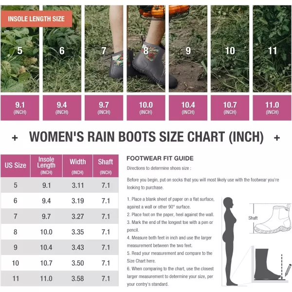 HISEA Women's Rain Shoes Ankle Height Rubber Garden Boots Insulated Waterproof for Mud Working Outdoor