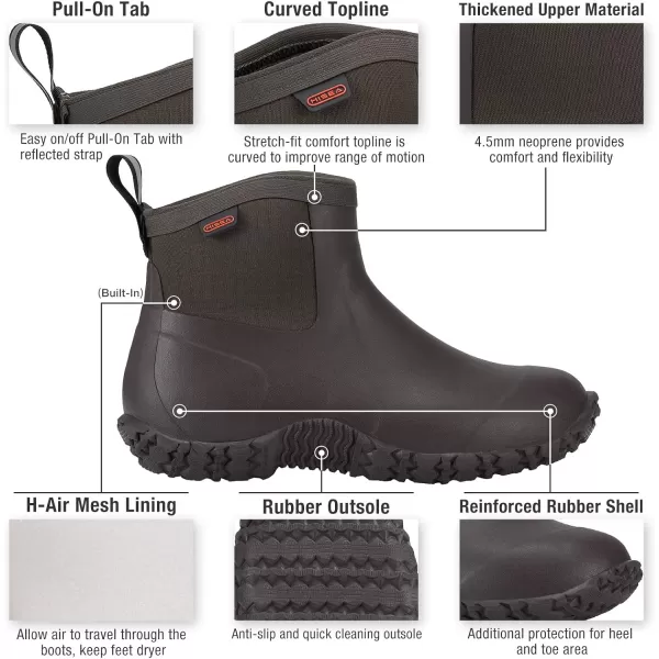 HISEA Women's Rain Shoes Ankle Height Rubber Garden Boots Insulated Waterproof for Mud Working Outdoor