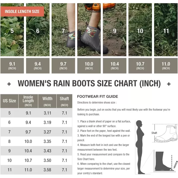 HISEA Women's Rain Shoes Ankle Height Rubber Garden Boots Insulated Waterproof for Mud Working Outdoor