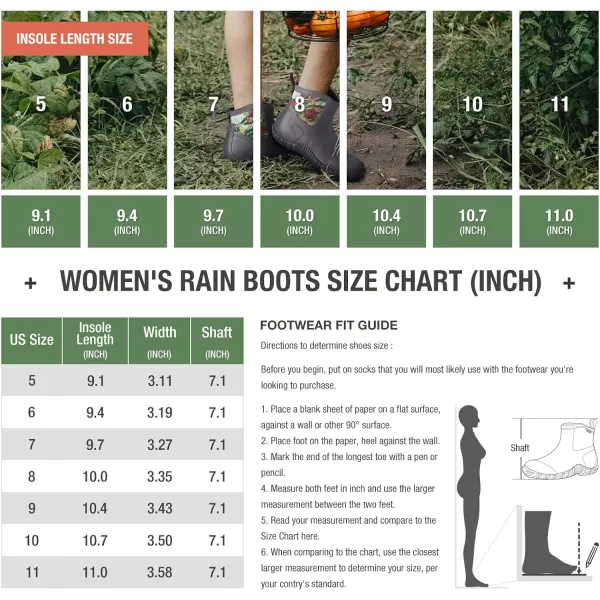 HISEA Women's Rain Shoes Ankle Height Rubber Garden Boots Insulated Waterproof for Mud Working Outdoor