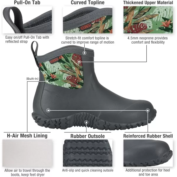 HISEA Women's Rain Shoes Ankle Height Rubber Garden Boots Insulated Waterproof for Mud Working Outdoor