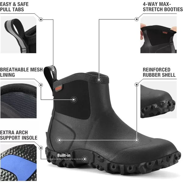 HISEA Women's Rubber Boots Ankle Rain Boots Waterproof Outdoor Bootie for Lawn and Garden
